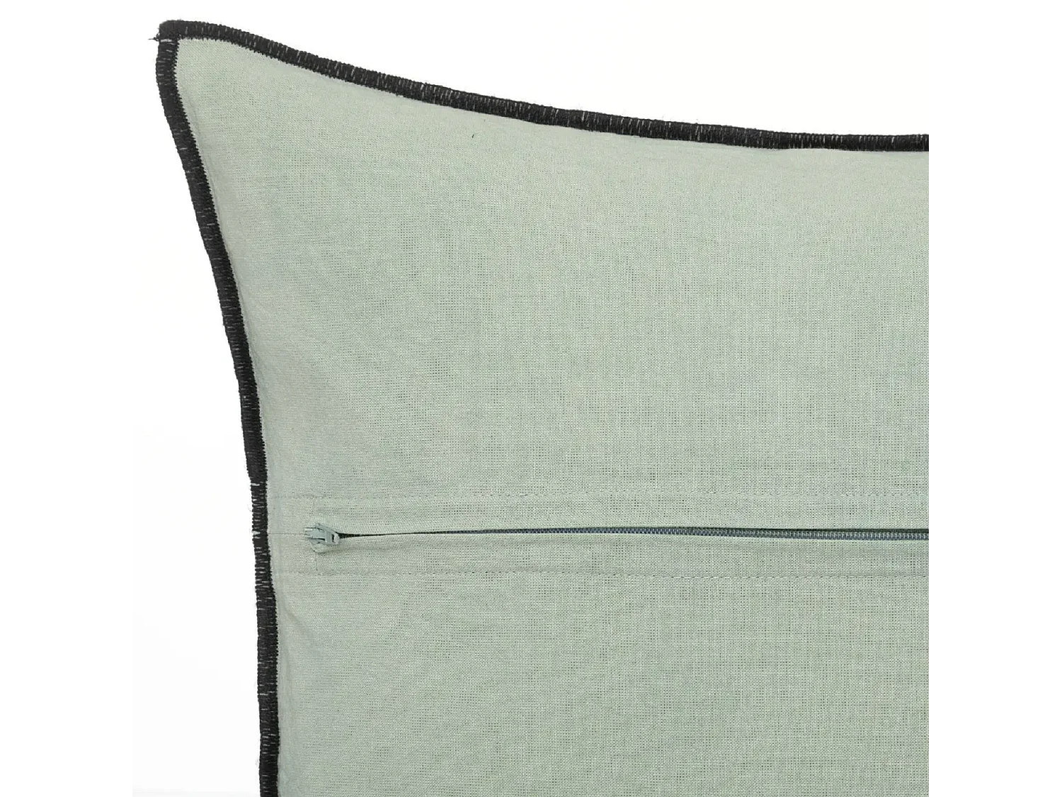Lot de 2 coussin décoratif déhoussable en lin et coton coloris vert céladon - Longueur 45 x Profondeur 12 x Hauteur 45 cm
