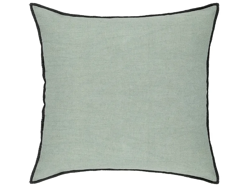 Lot de 2 coussin décoratif déhoussable en lin et coton coloris vert céladon - Longueur 45 x Profondeur 12 x Hauteur 45 cm