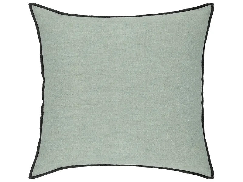 Lot de 2 coussin décoratif déhoussable en lin et coton coloris vert céladon - Longueur 45 x Profondeur 12 x Hauteur 45 cm