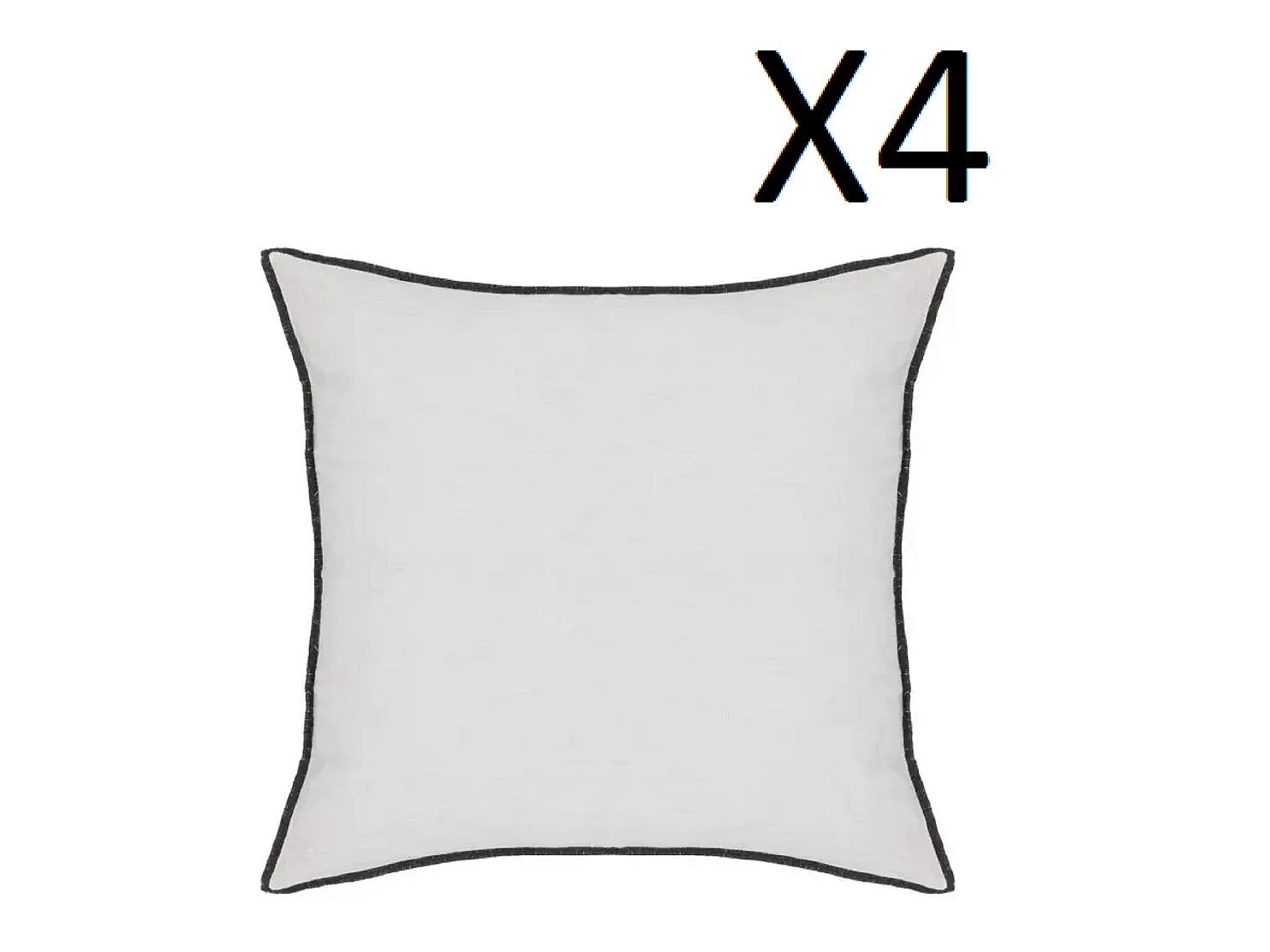 Lot de 4 coussin décoratif déhoussable en lin et coton coloris blanc - Longueur 45 x Profondeur 12 x Hauteur 45 cm