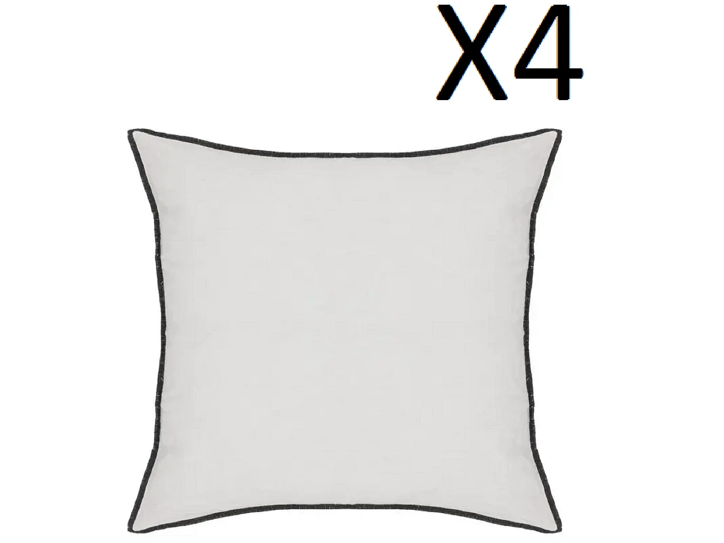 Lot de 4 coussin décoratif déhoussable en lin et coton coloris blanc - Longueur 45 x Profondeur 12 x Hauteur 45 cm