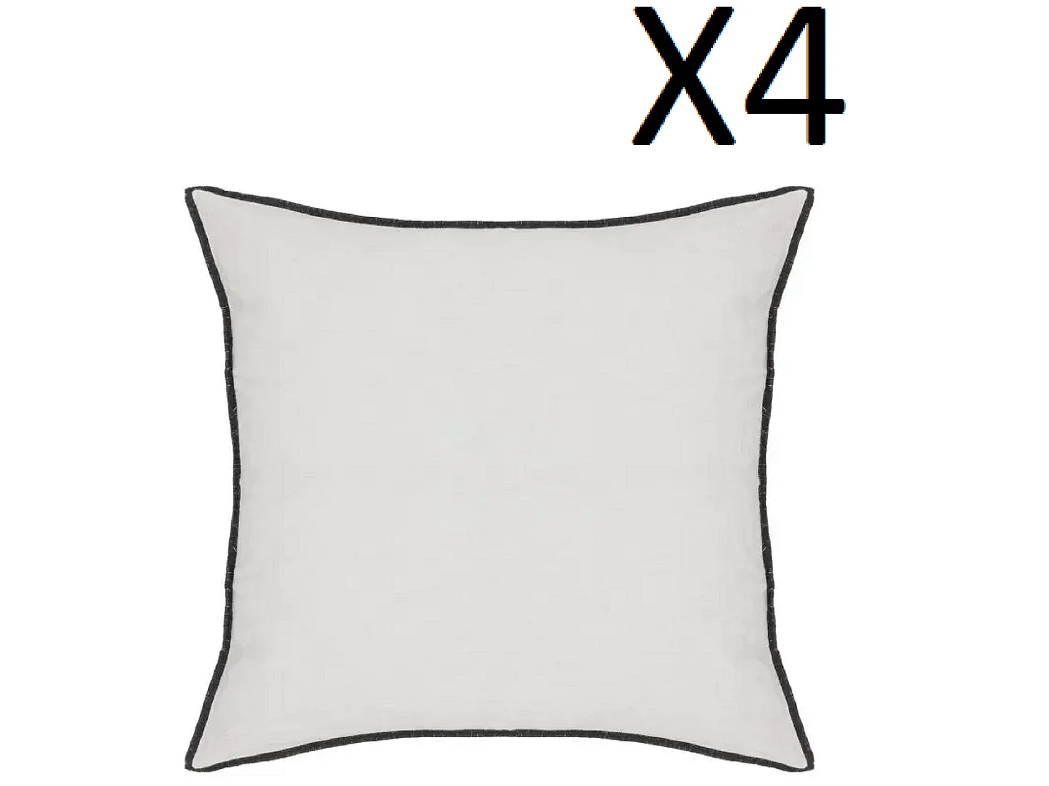 Lot de 4 coussin décoratif déhoussable en lin et coton coloris blanc - Longueur 45 x Profondeur 12 x Hauteur 45 cm