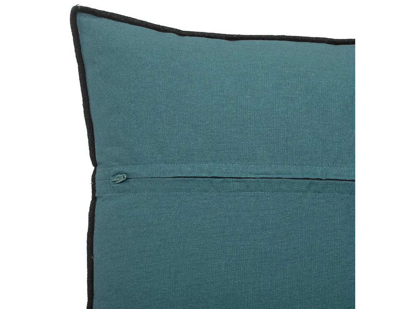Lot de 4 coussin décoratif déhoussable en lin et coton coloris bleu canard - Longueur 45 x Profondeur 12 x Hauteur 45 cm