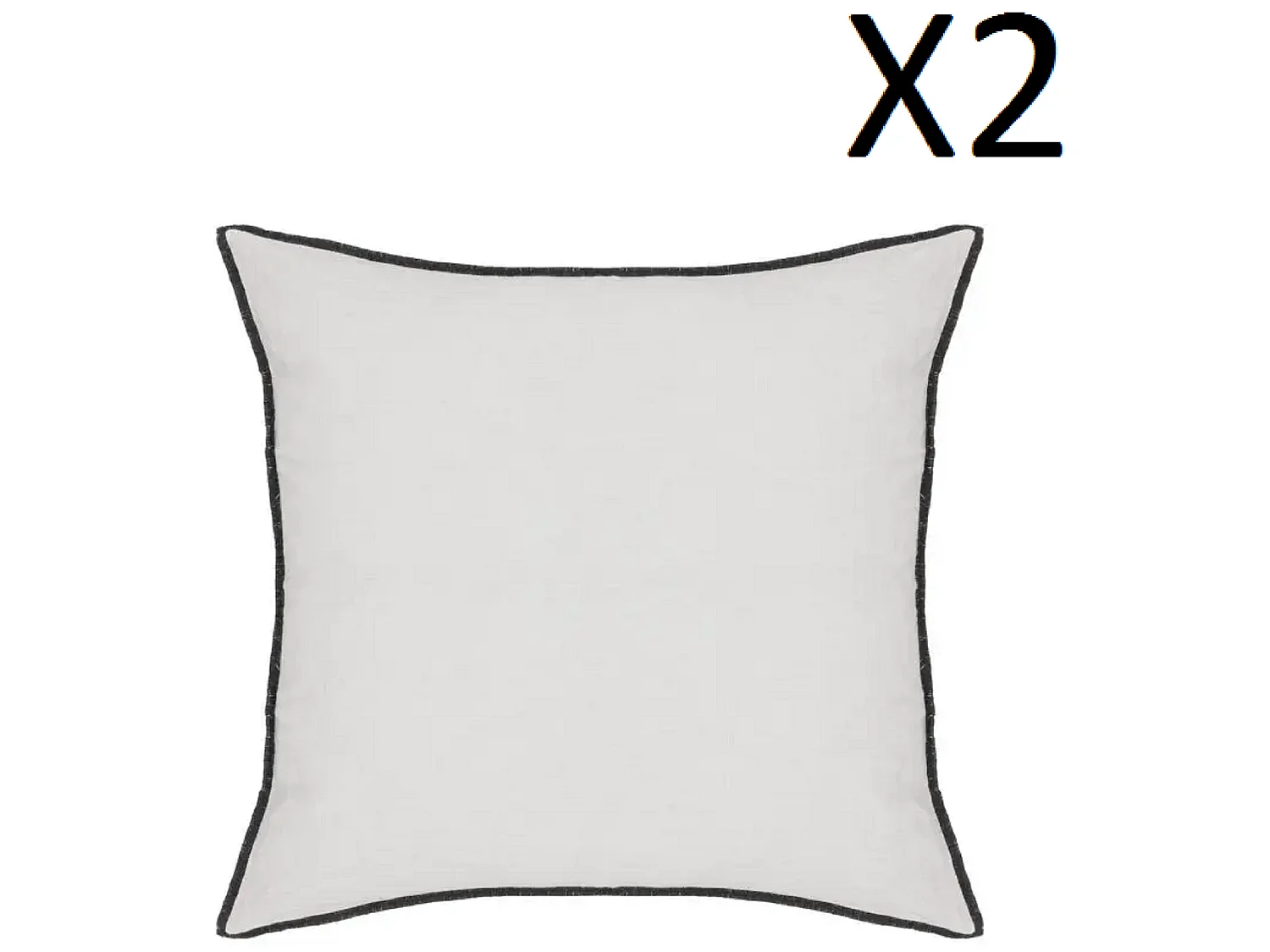 Lot de 2 coussin décoratif déhoussable en lin et coton coloris blanc - Longueur 45 x Profondeur 12 x Hauteur 45 cm