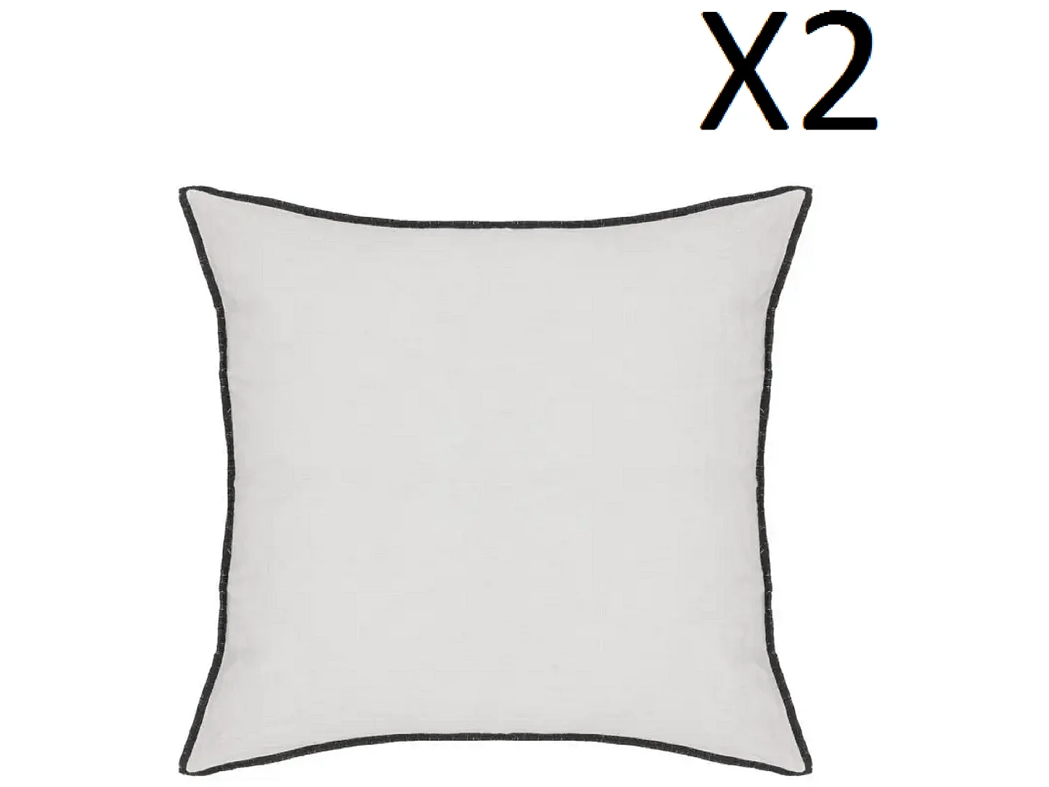 Lot de 2 coussin décoratif déhoussable en lin et coton coloris blanc - Longueur 45 x Profondeur 12 x Hauteur 45 cm