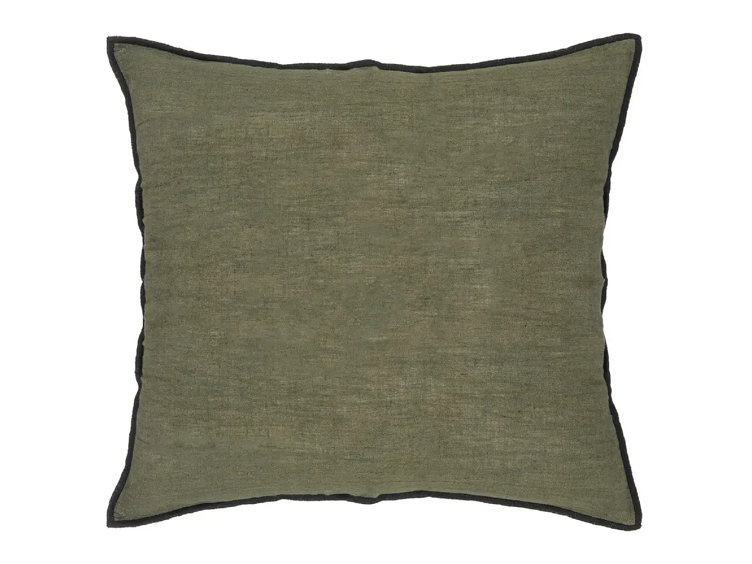 Lot de 2 coussin décoratif déhoussable en lin et coton coloris vert kaki - Longueur 45 x Profondeur 12 x Hauteur 45 cm