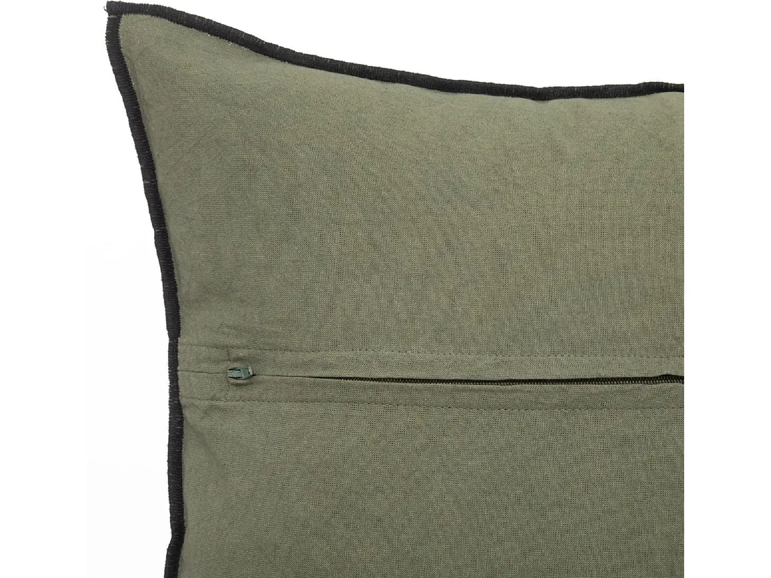 Lot de 2 coussin décoratif déhoussable en lin et coton coloris vert kaki - Longueur 45 x Profondeur 12 x Hauteur 45 cm