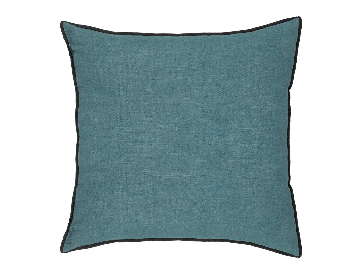 Lot de 2 coussin décoratif déhoussable en lin et coton coloris bleu canard - Longueur 45 x Profondeur 12 x Hauteur 45 cm