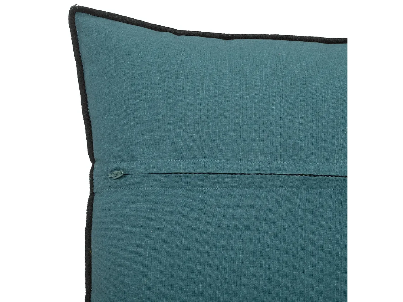 Lot de 2 coussin décoratif déhoussable en lin et coton coloris bleu canard - Longueur 45 x Profondeur 12 x Hauteur 45 cm