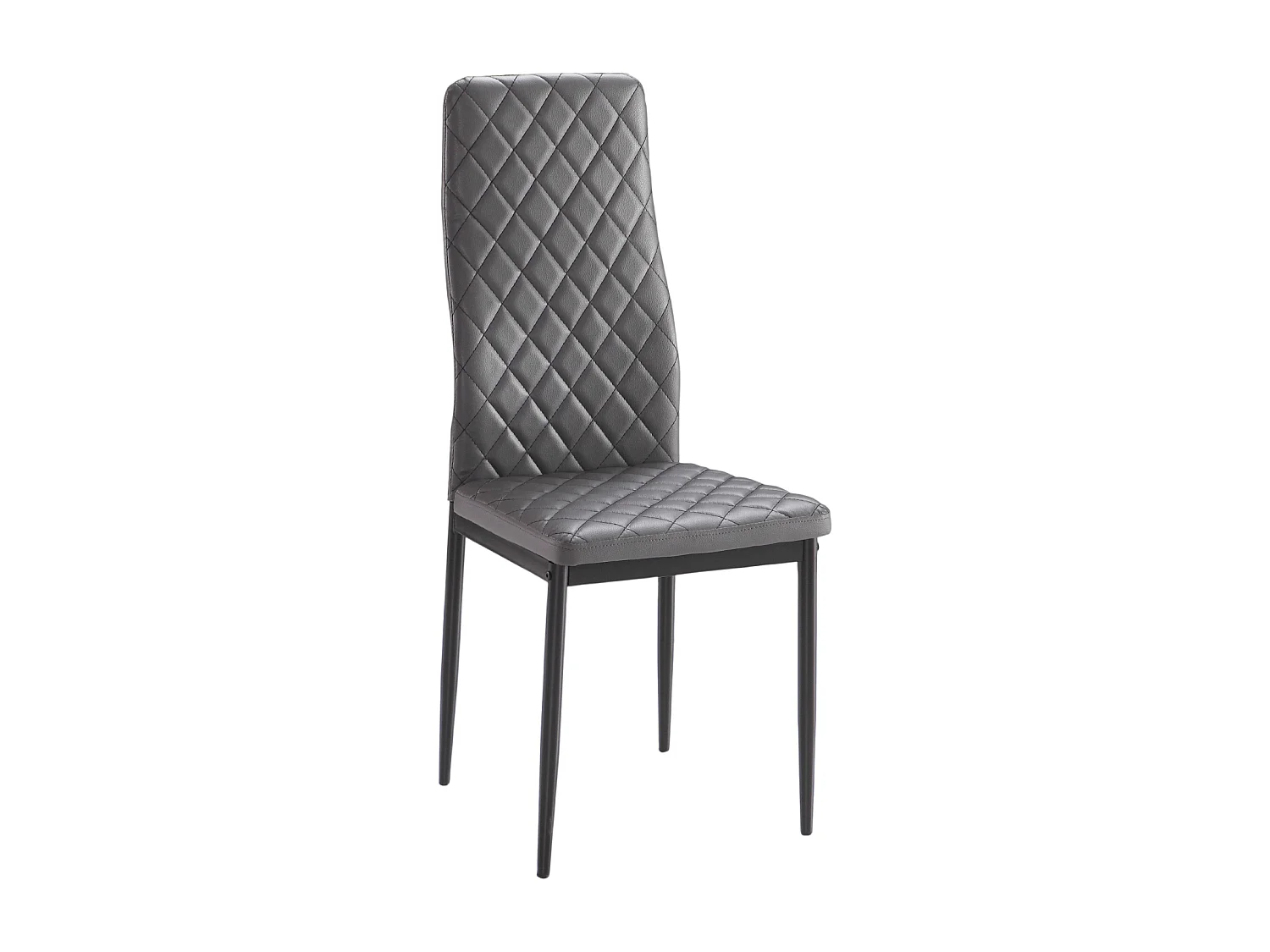 Lot de 6 chaises de salle à manger en PU coloris gris avec pieds chromés - Longueur 41 x profondeur 51 x hauteur 98 cm