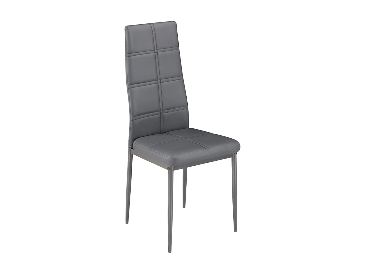 Lot de 6 chaises de salle à manger en PU coloris gris avec pieds chromés - Longueur 41 x Profondeur 52 x Hauteur 98 cm