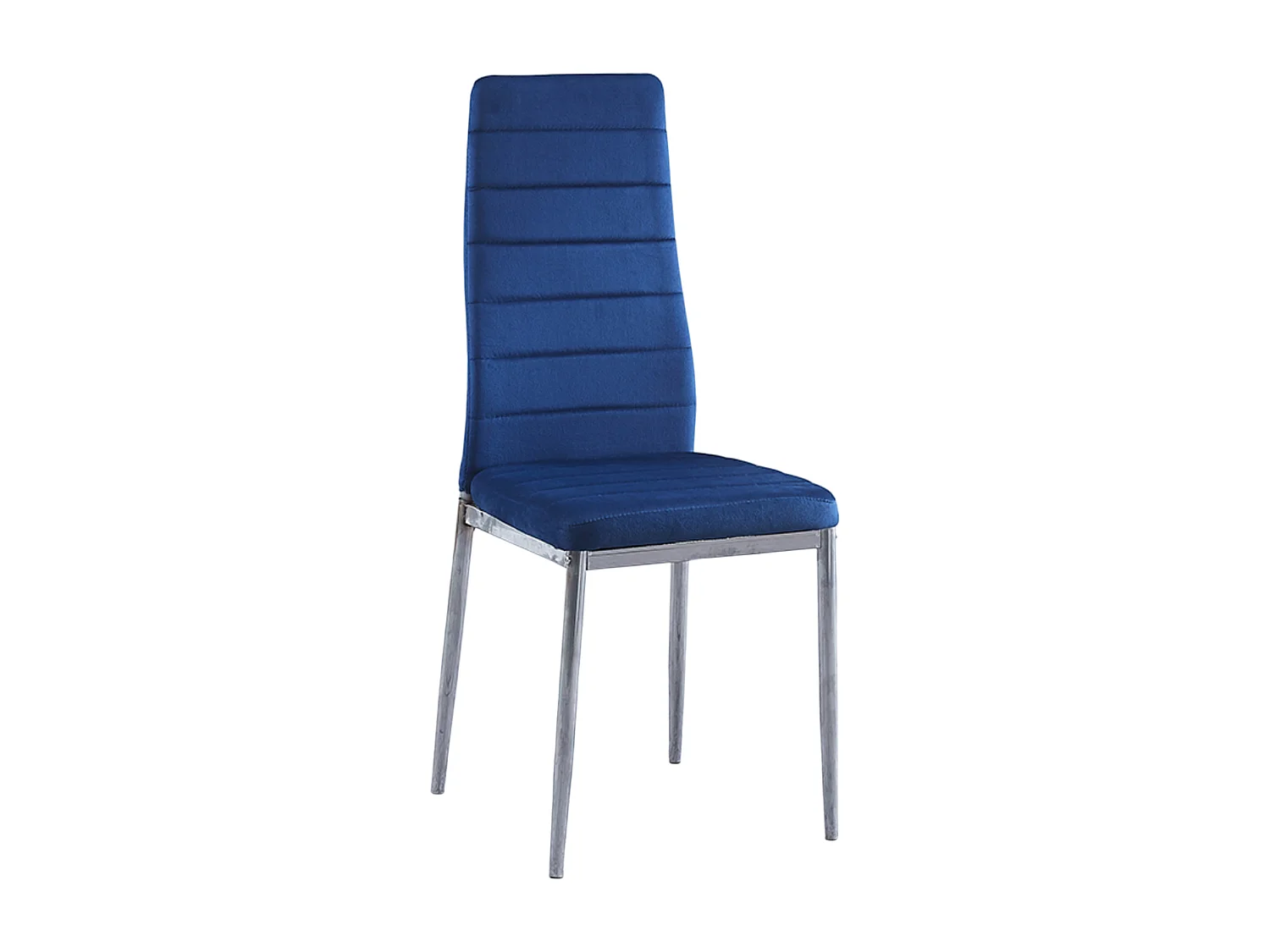 Lot de 6 chaises de salle à manger en velours coloris bleu avec pieds chromés - Longueur 41 x profondeur 52 x hauteur 98 cm