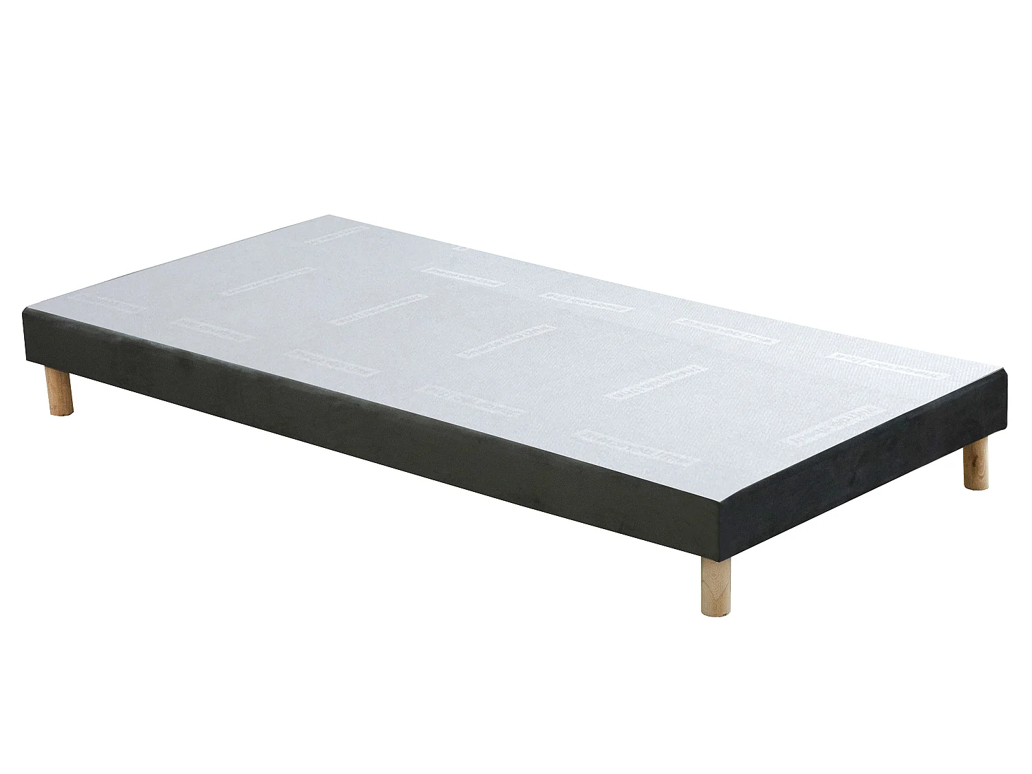 Sommier déco tapissier 90 x 200 cm velours gris - SOBEK de YSMÉE