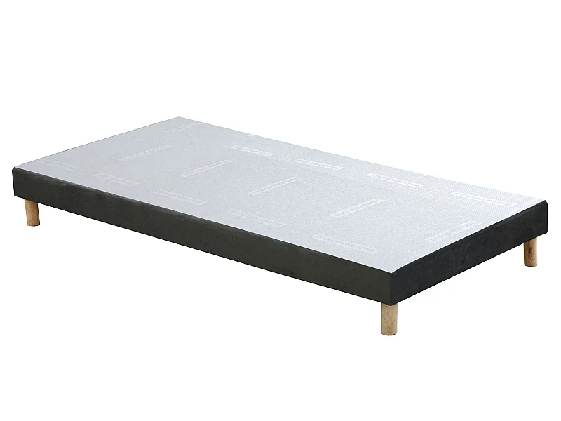 Sommier déco tapissier 90 x 200 cm velours gris - SOBEK de YSMÉE