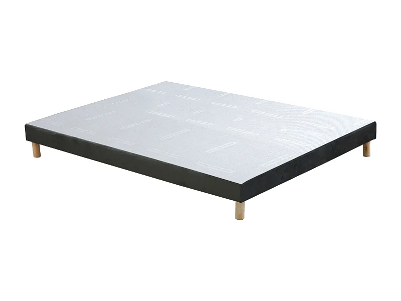 Sommier déco tapissier 160 x 200 cm velours gris - SOBEK de YSMÉE