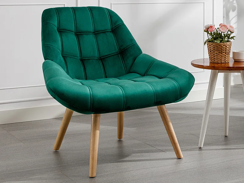 Fauteuil en velours vert LUOSTO