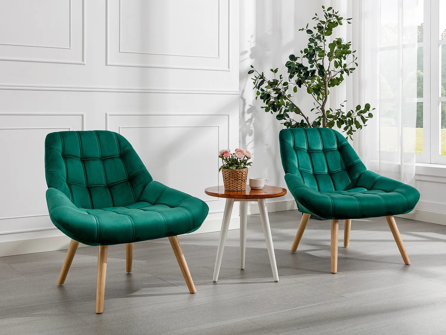 Fauteuil en velours vert LUOSTO