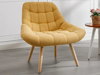 Fauteuil en tissu jaune moutarde LUOSTO