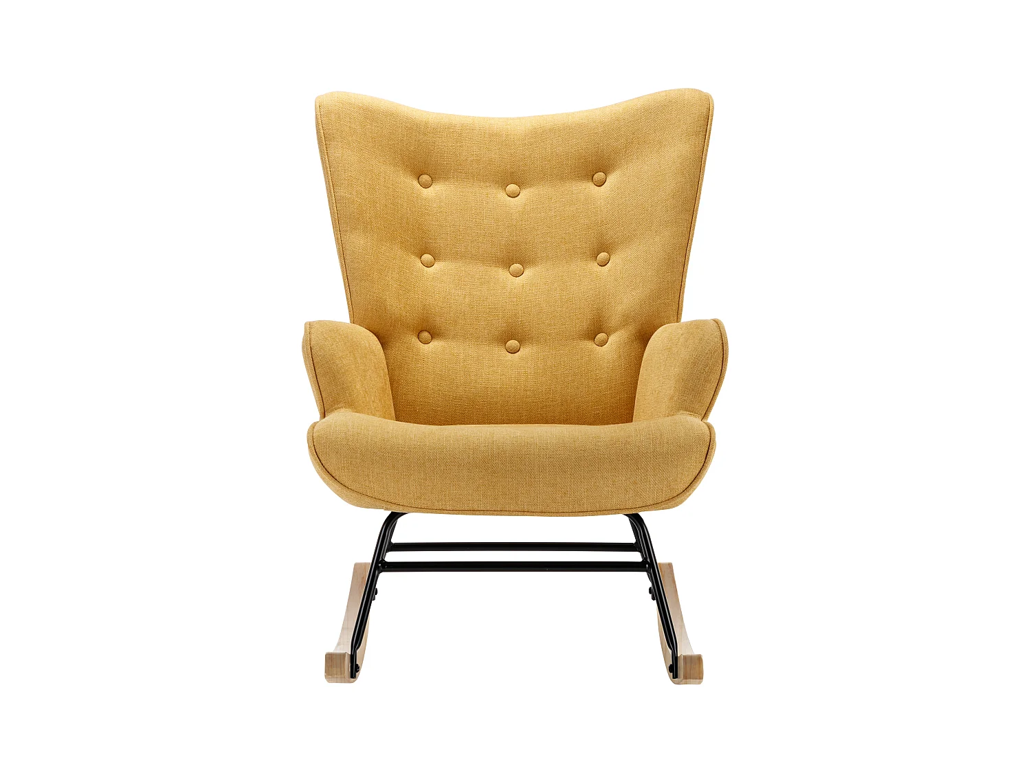 Fauteuil à bascule en tissu chiné jaune moutarde ELMINA II