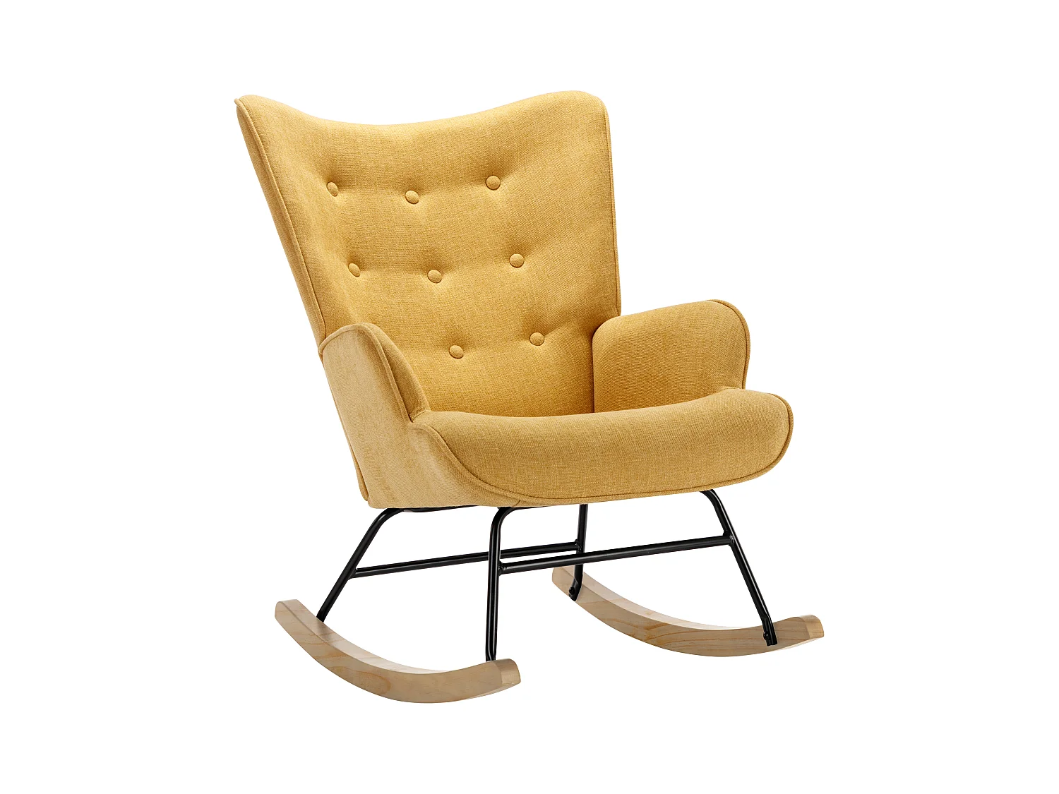 Fauteuil à bascule en tissu chiné jaune moutarde ELMINA II