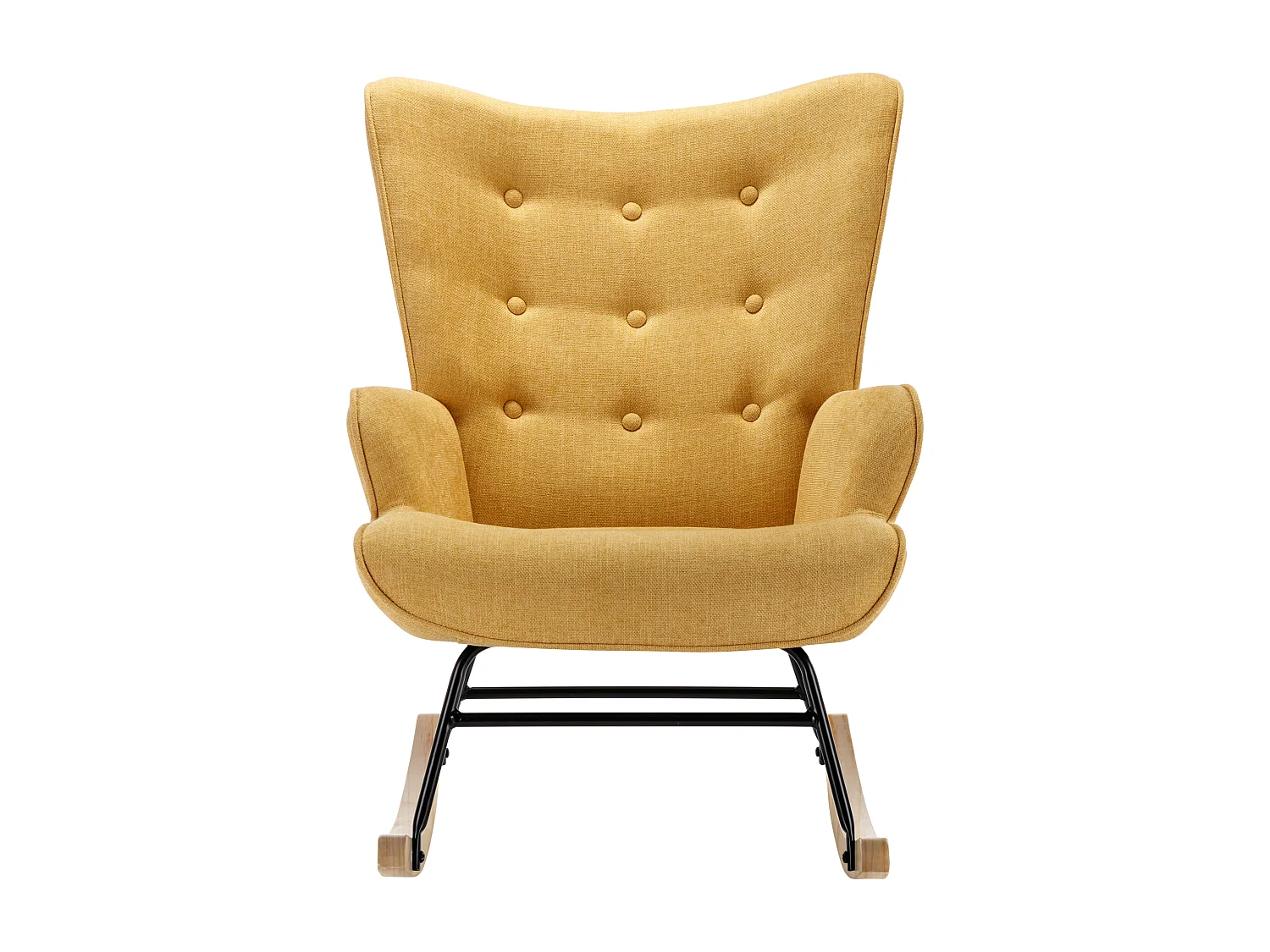 Fauteuil à bascule en tissu chiné jaune moutarde ELMINA II