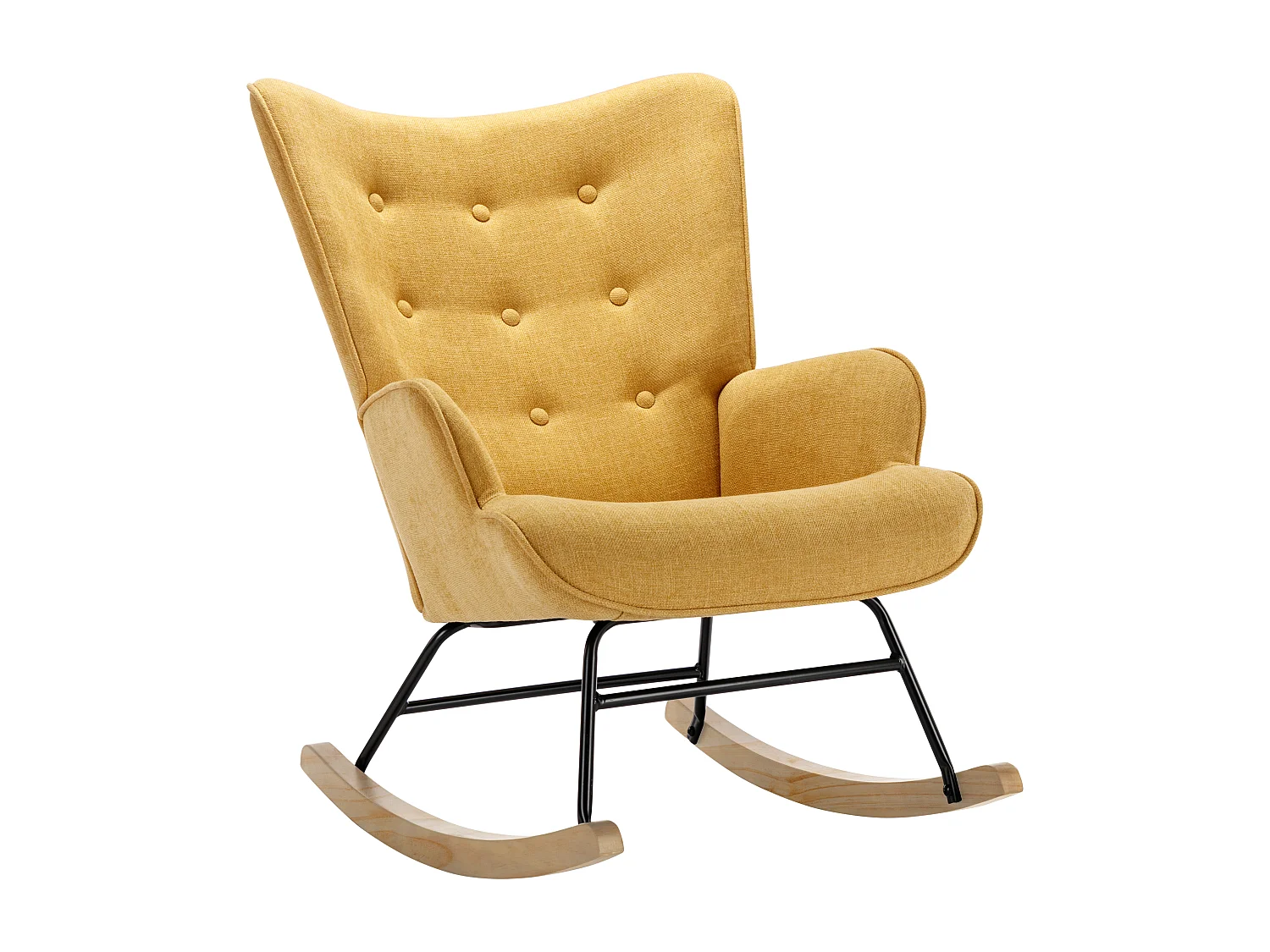 Fauteuil à bascule en tissu chiné jaune moutarde ELMINA II