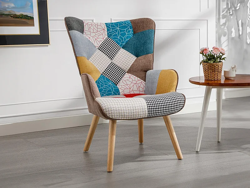 Cadeira em tecido patchwork - VATELY