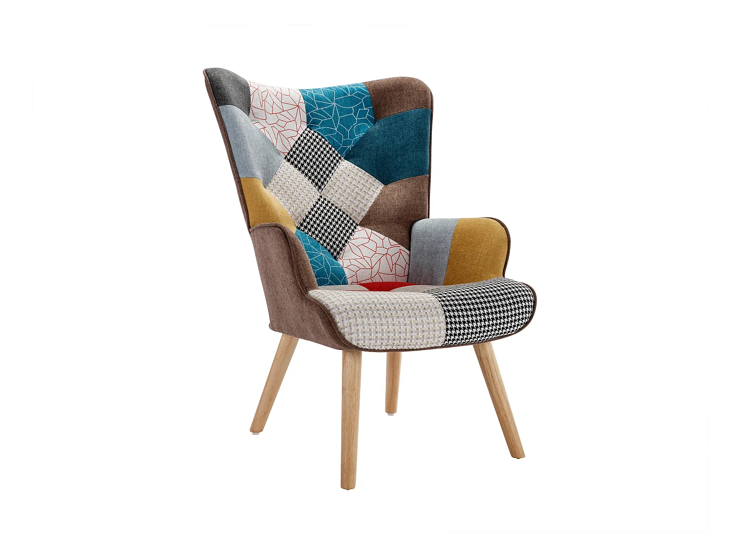 Fauteuil en tissu patchwork VATELY