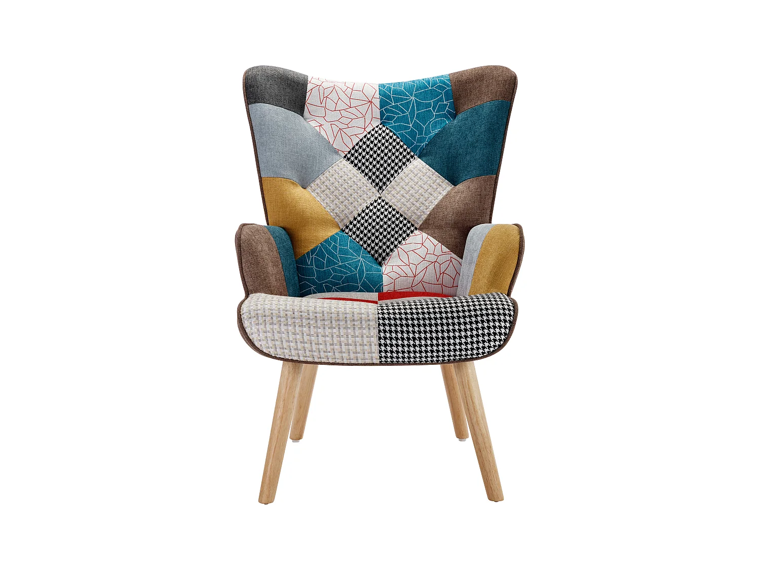 Fauteuil van stof met patchwork VATELY