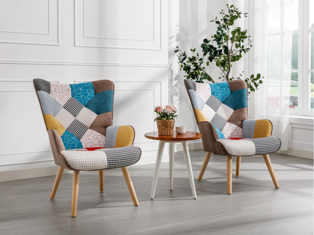 Sillón de tela patchwork VATELY