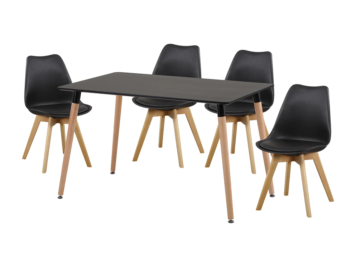 Ensemble de table à manger rectangulaire + lot de 4 chaises coloris noir