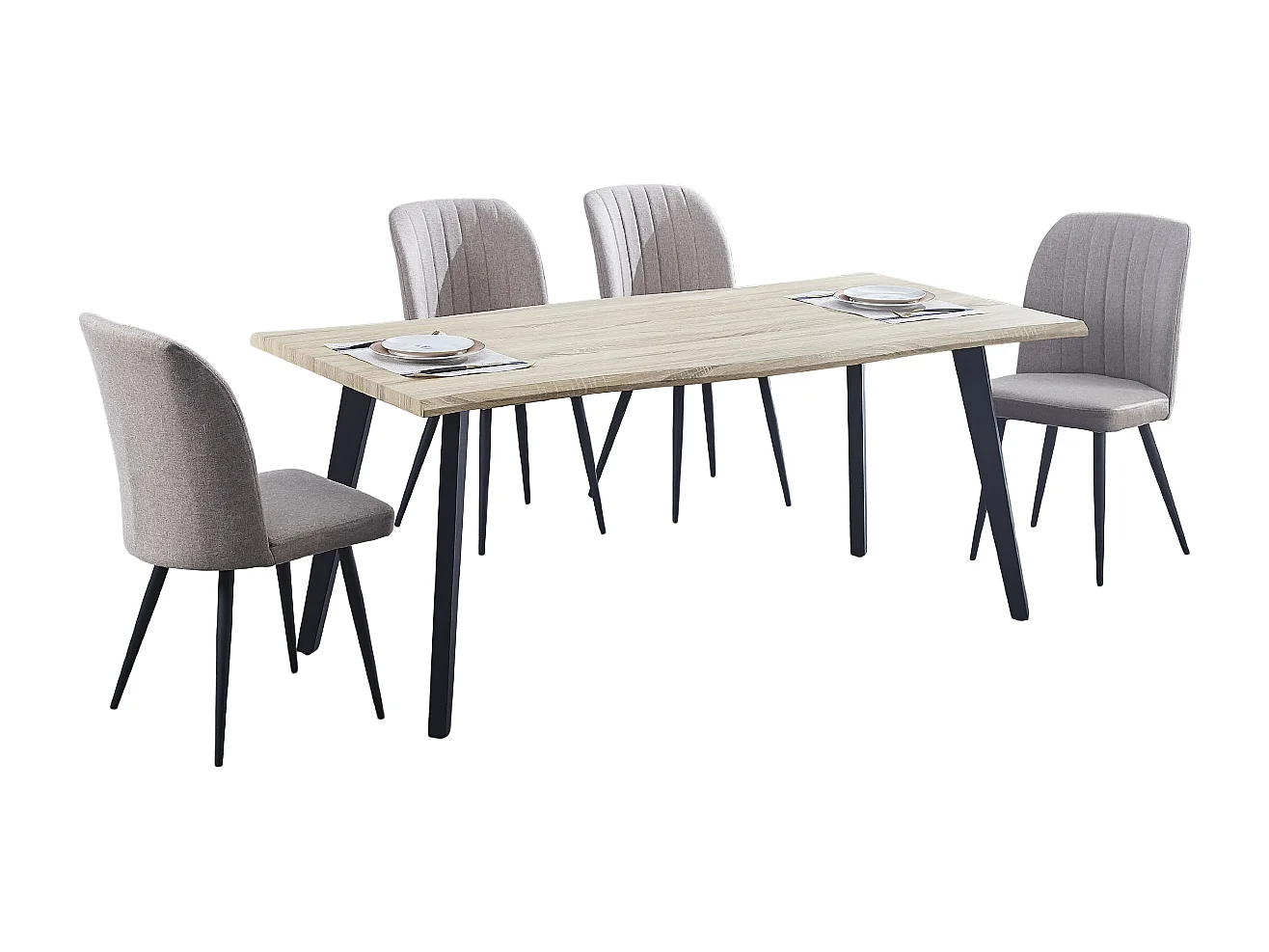 Ensemble de table à manger rectangulaire + lot de 4 chaises coloris beige
