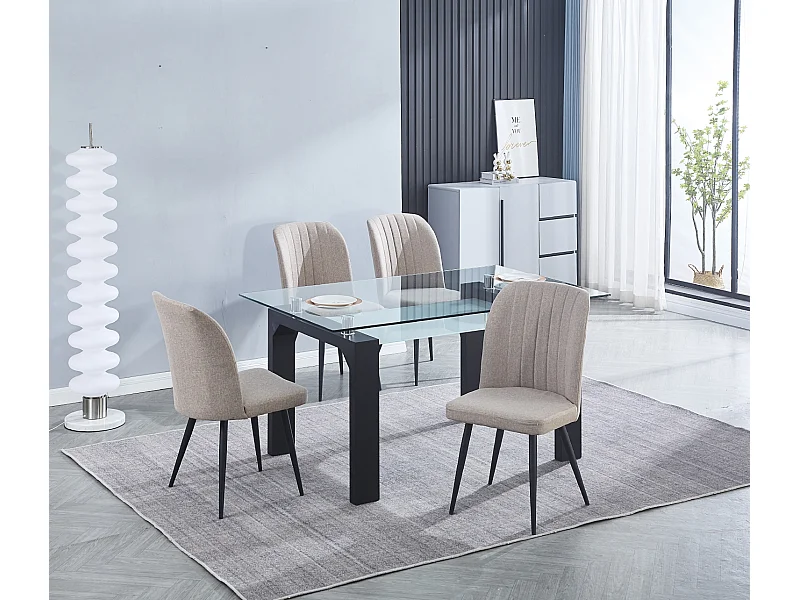 Ensemble de table à manger rectangulaire + lot de 4 chaises coloris beige