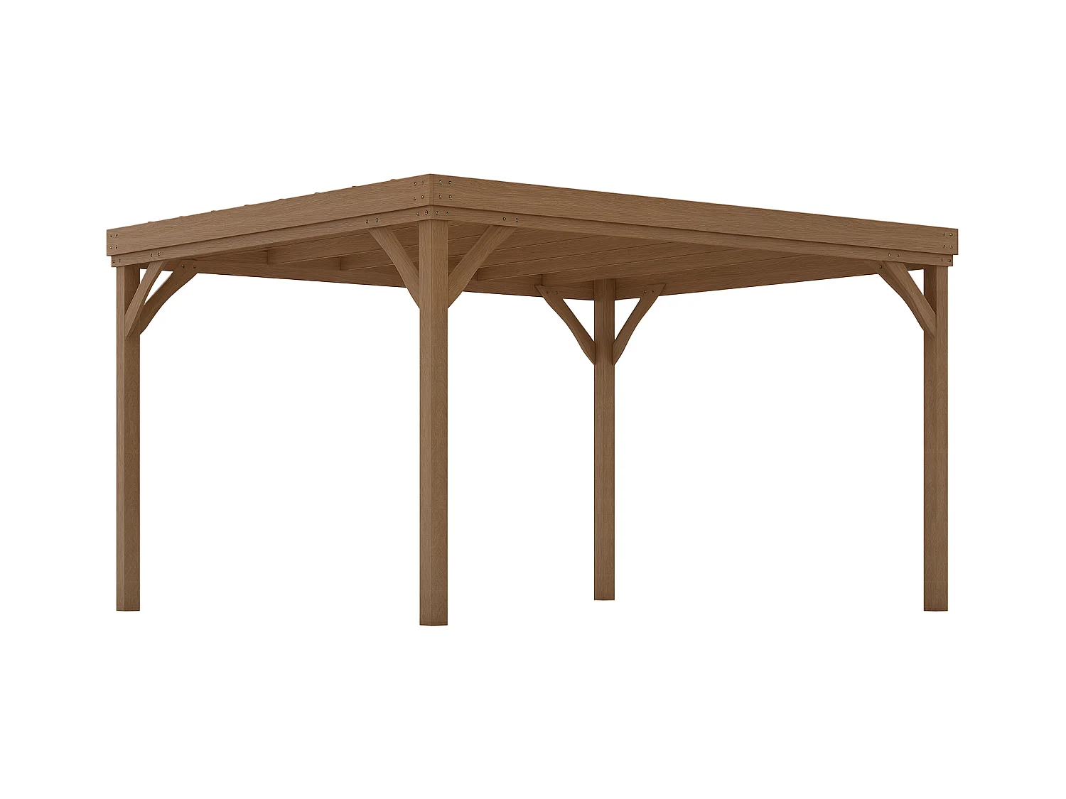 Pergola autoportante style rustique chic - Toit terrasse à décorer - dim. 3,65L x 3l x 2,15H m - bois sapin pré-huilé