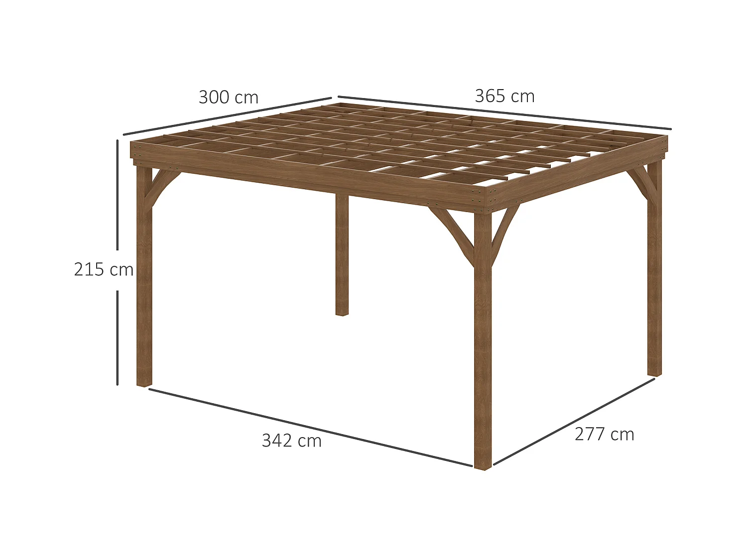 Pergola autoportante style rustique chic - Toit terrasse à décorer - dim. 3,65L x 3l x 2,15H m - bois sapin pré-huilé
