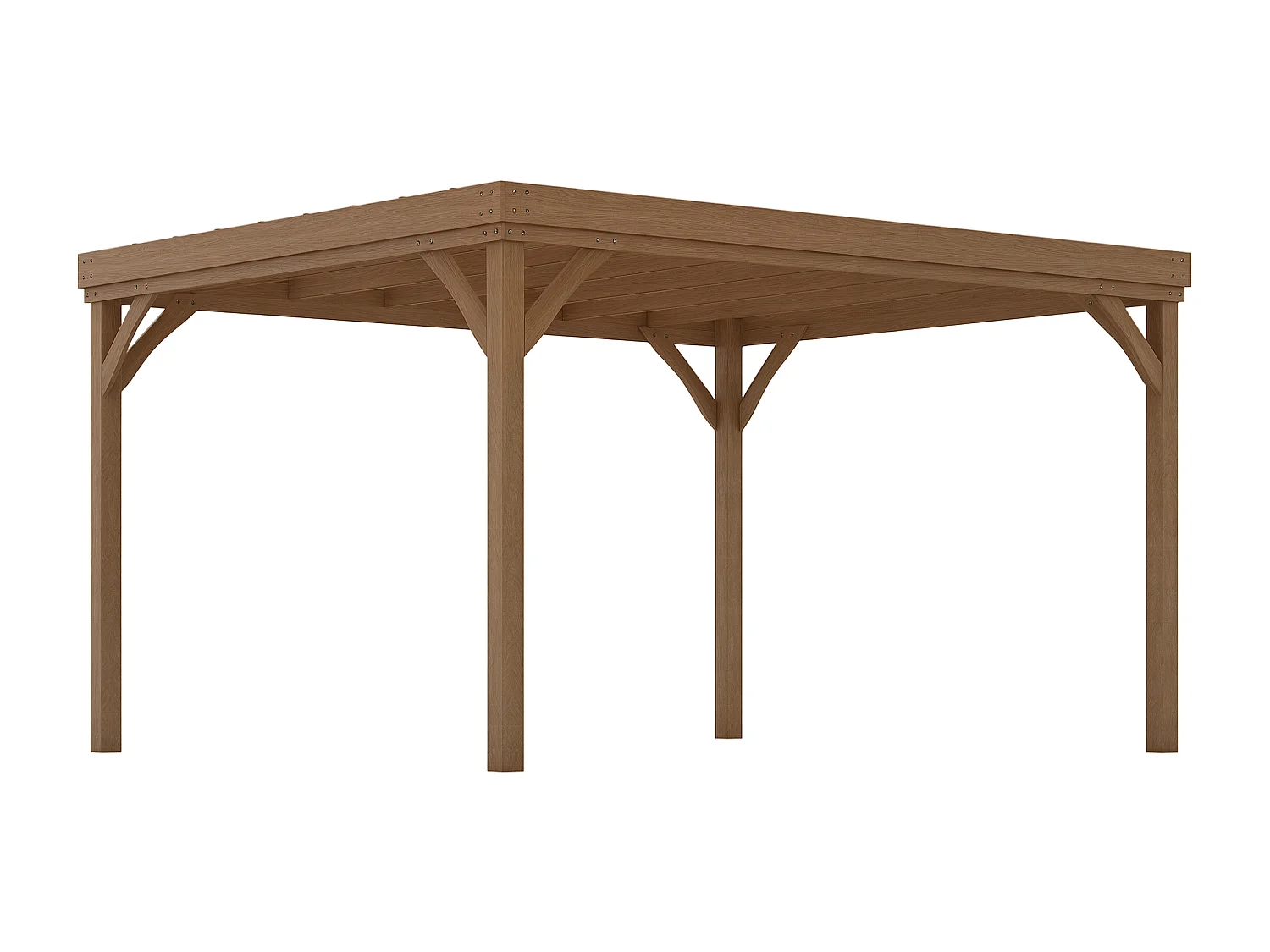 Pergola autoportante style rustique chic - Toit terrasse à décorer - dim. 3,65L x 3l x 2,15H m - bois sapin pré-huilé
