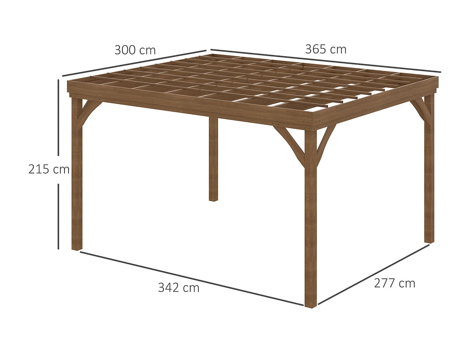 Pergola autoportante style rustique chic - Toit terrasse à décorer - dim. 3,65L x 3l x 2,15H m - bois sapin pré-huilé