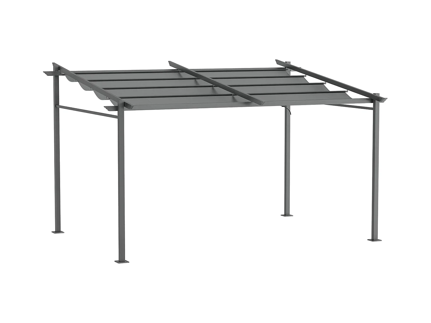 Pergola rétractable 3,97L x 2,95l x 2,3H m structure alu. métal époxy polyester gris