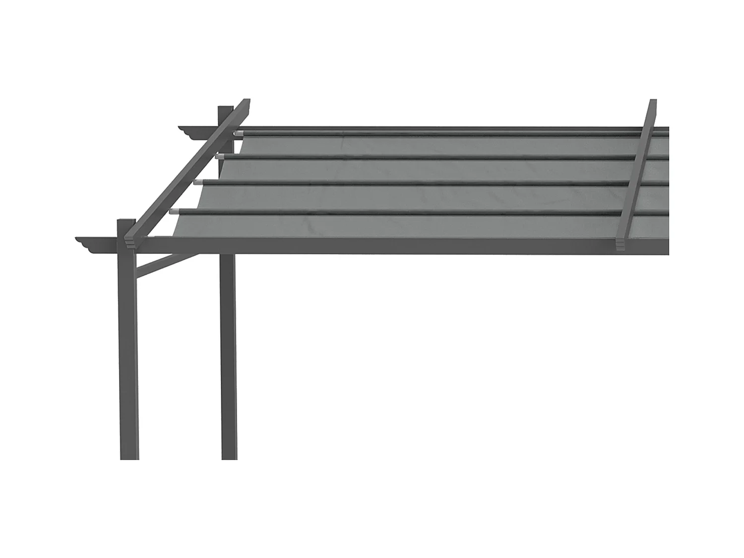Pergola rétractable 3,97L x 2,95l x 2,3H m structure alu. métal époxy polyester gris