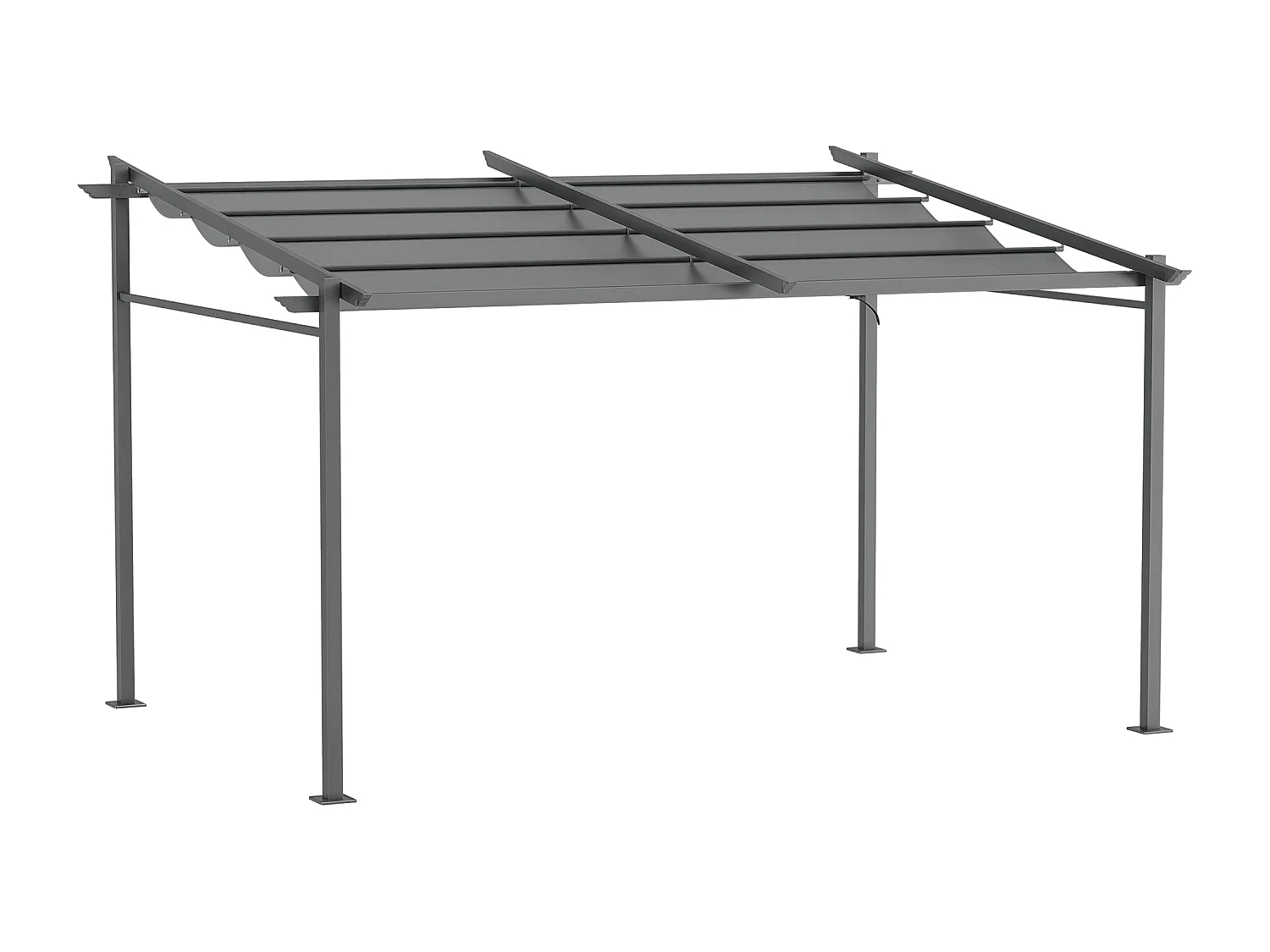 Pergola rétractable 3,97L x 2,95l x 2,3H m structure alu. métal époxy polyester gris