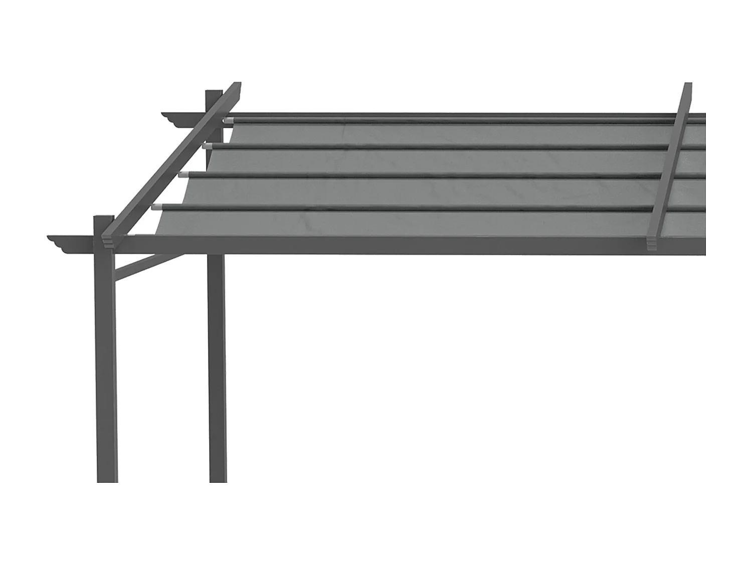 Pergola rétractable 3,97L x 2,95l x 2,3H m structure alu. métal époxy polyester gris