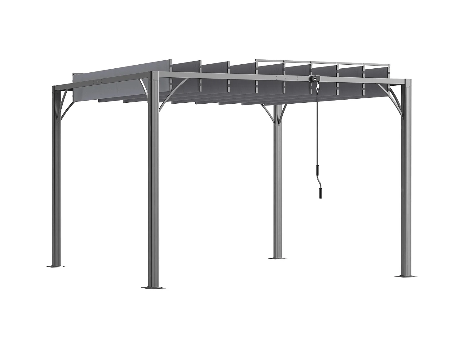 Pergola lames orientables dim. 2,9L x 2,95l x 2,13H m structure alu. acier époxy polyester gris