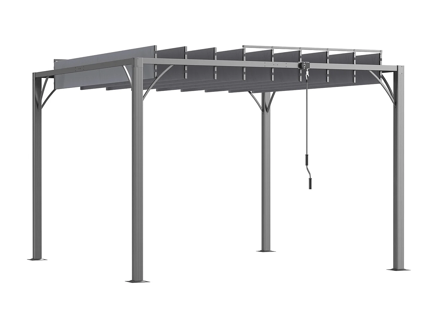 Pergola lames orientables dim. 2,9L x 2,95l x 2,13H m structure alu. acier époxy polyester gris