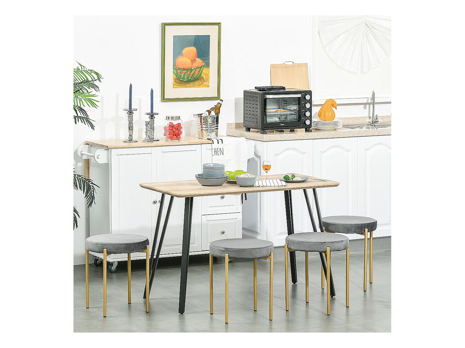 Table à manger design industriel grand plateau dim. 120L x 60l x 75H cm pieds métal noir en épingles MDF aspect chêne clair