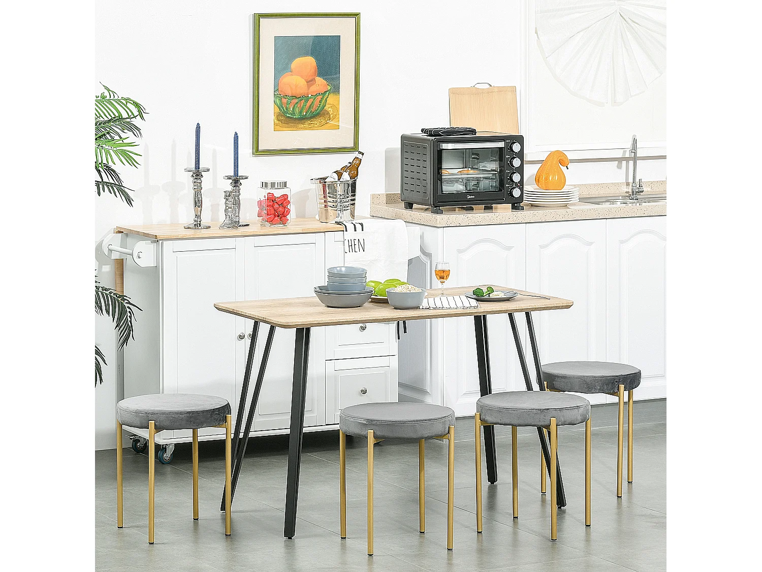 Table à manger design industriel grand plateau dim. 120L x 60l x 75H cm pieds métal noir en épingles MDF aspect chêne clair