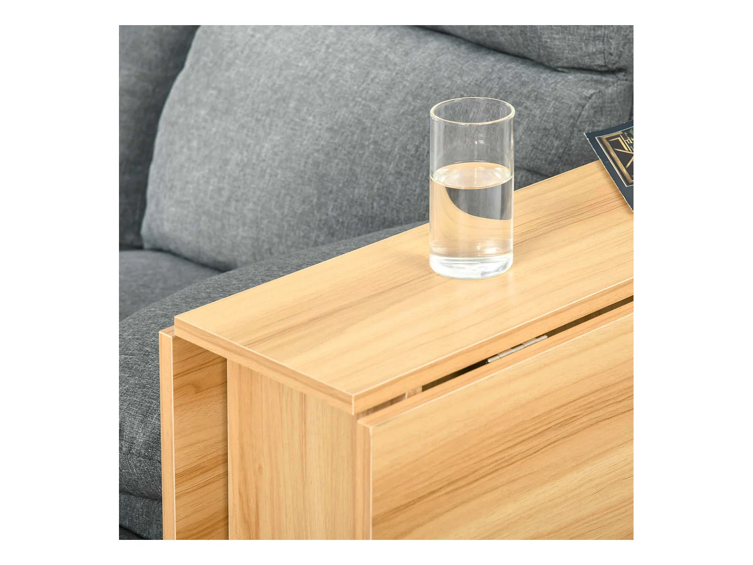 Table de cuisine salon pliable mobile sur roulettes 140L x 80l x 74H cm 2 étagères intégrées coloris chêne