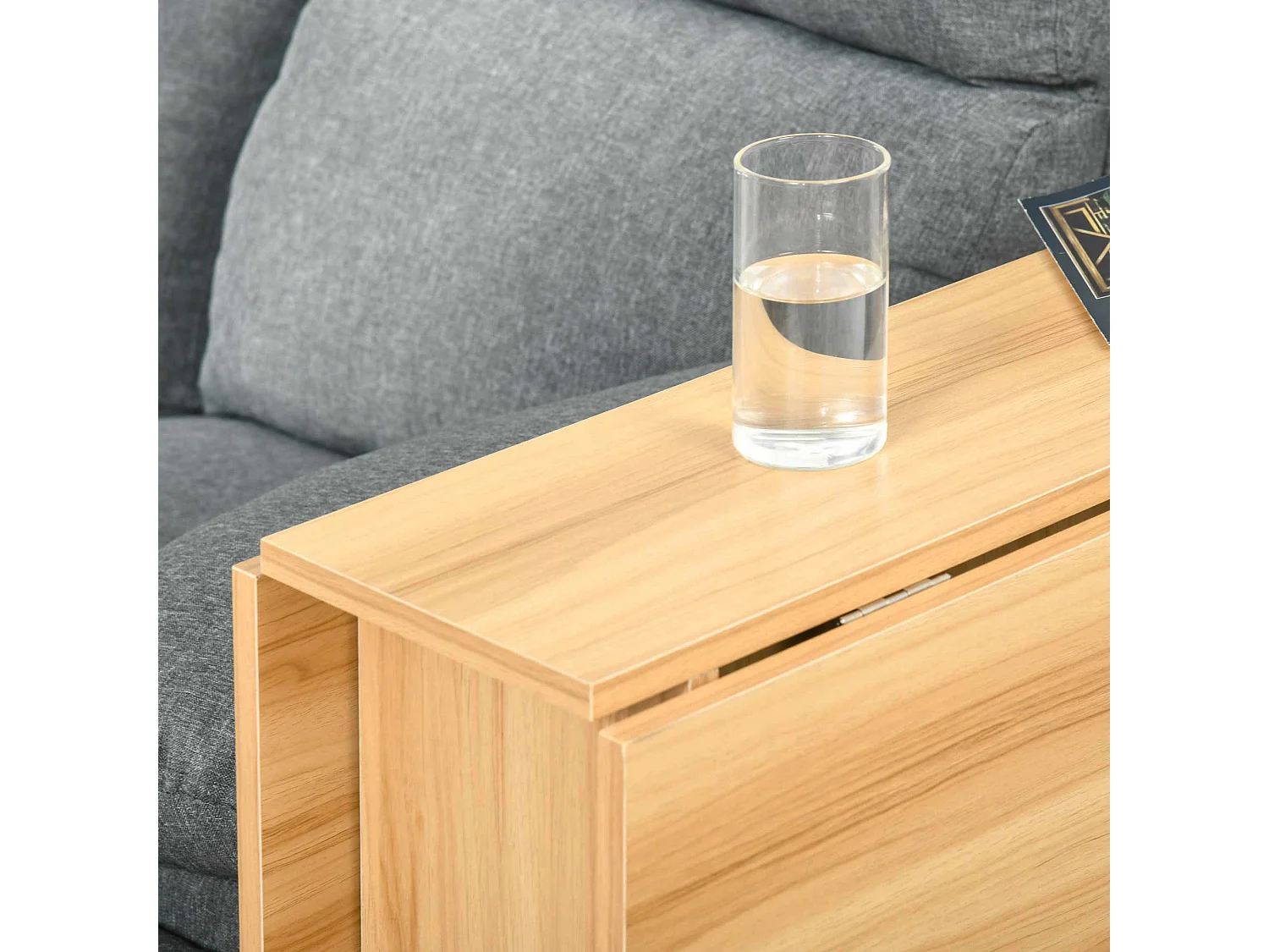 Table de cuisine salon pliable mobile sur roulettes 140L x 80l x 74H cm 2 étagères intégrées coloris chêne