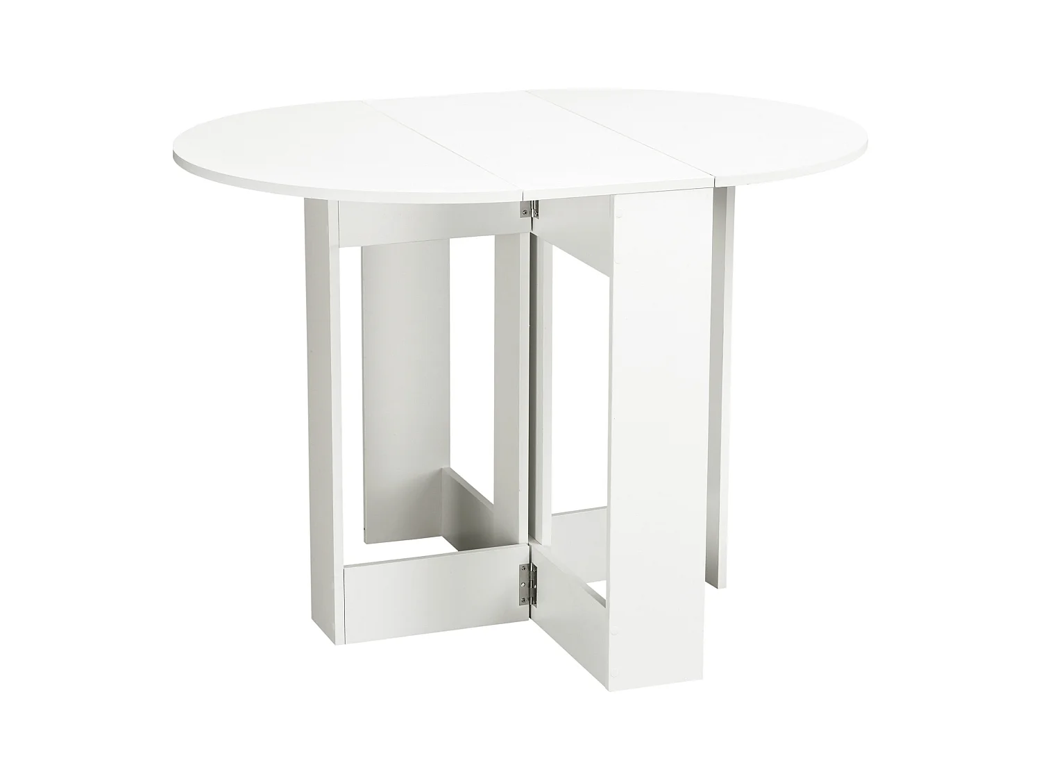 Table pliable de cuisine salle à manger 2 abattants - table ovale extensible - panneaux particules blanc