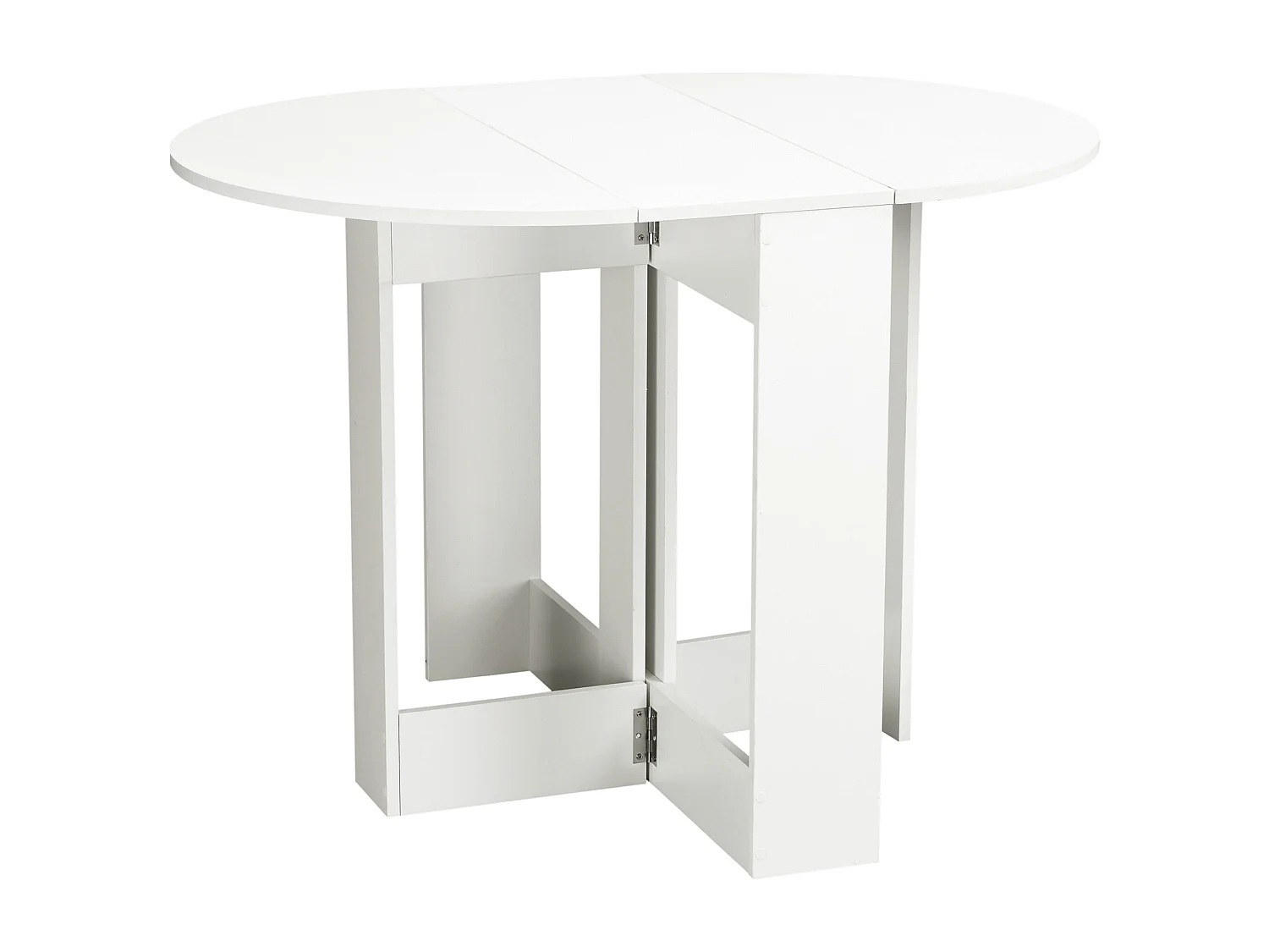 Table pliable de cuisine salle à manger 2 abattants - table ovale extensible - panneaux particules blanc