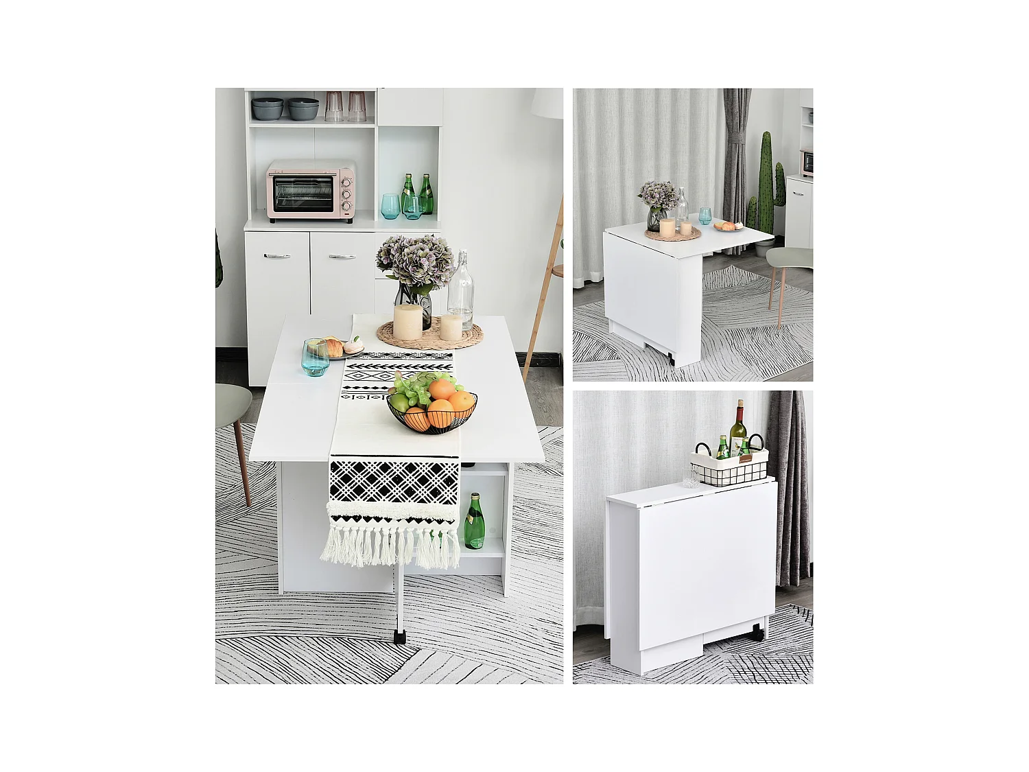 HOMCOM Table de cuisine salle a manger pliable amovible tres pratique en panneaux de particules